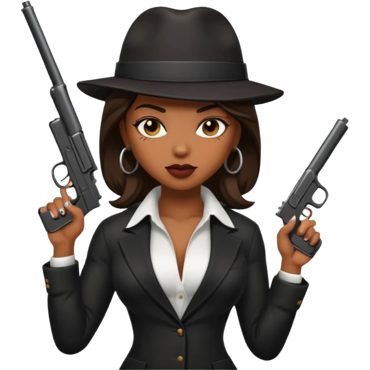 A sexy black female gangster with a gun emoji