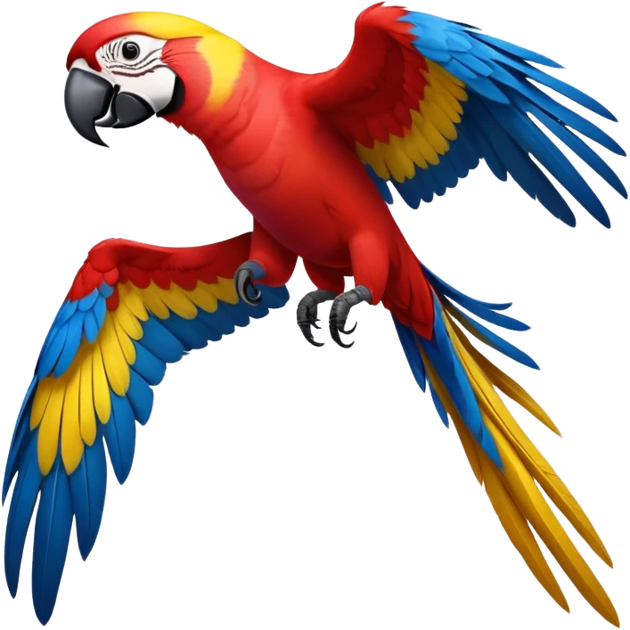 cinematic-macaw-realistic-full-body-standing-emoji,-vibrant-feathers-glowing-with-rich-reds,-blues,-and-yellows,-head-tilted-dramatically,-curved-black-beak-gleaming,-piercing-dark-eyes-exuding-confidence,-simplified-yet-realistic-focused emoji