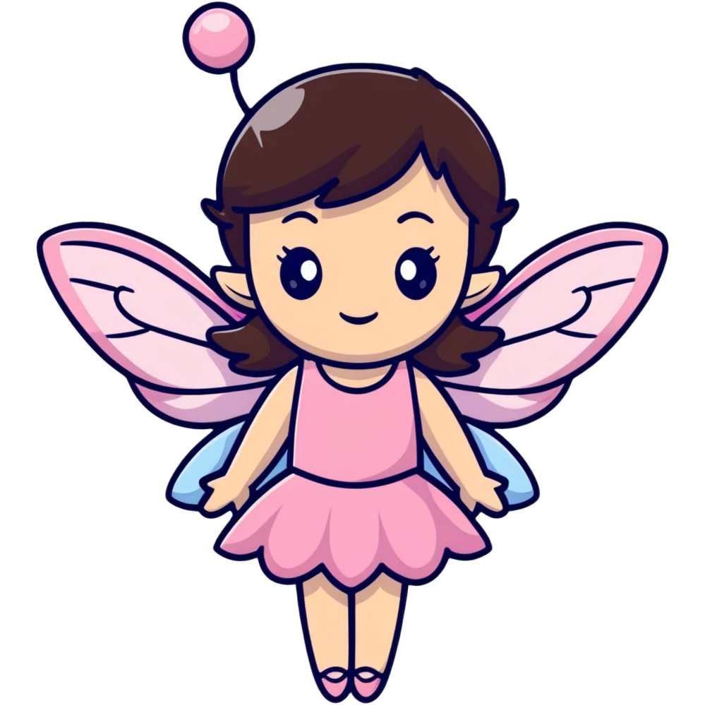 Brunette hair fairy wearing pink  emoji