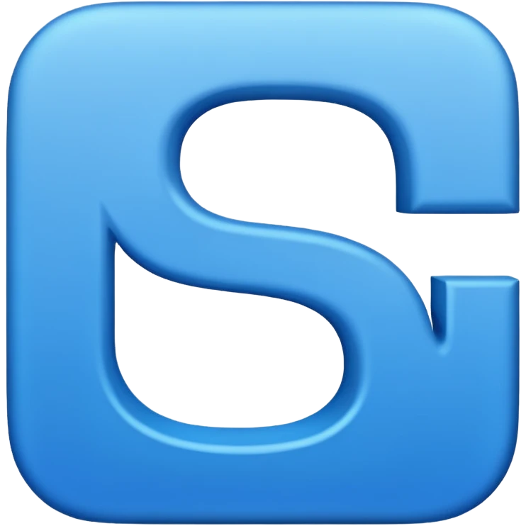 capital letter "G" printed in blue color square shape in center emoji