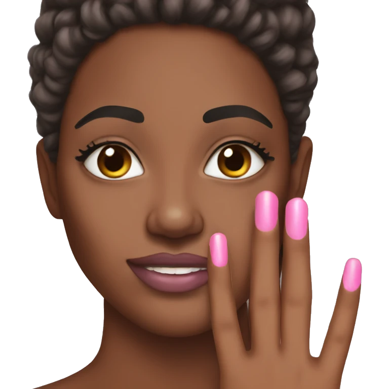 brown skin pink nails  emoji