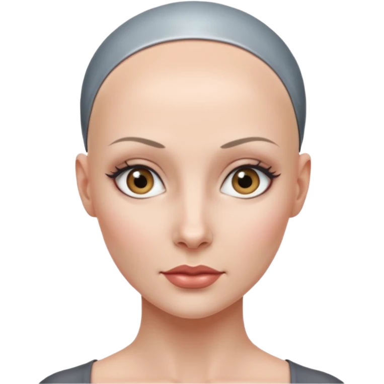 정말 예쁜 미인인데 대머리인 근데 머리 부분만 철로 되어있는 emoji