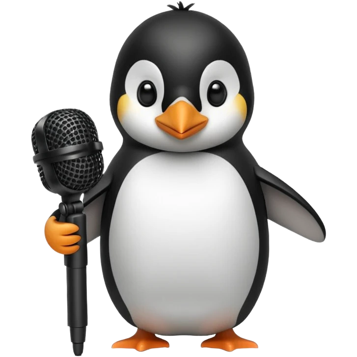 penguin with microphone emoji