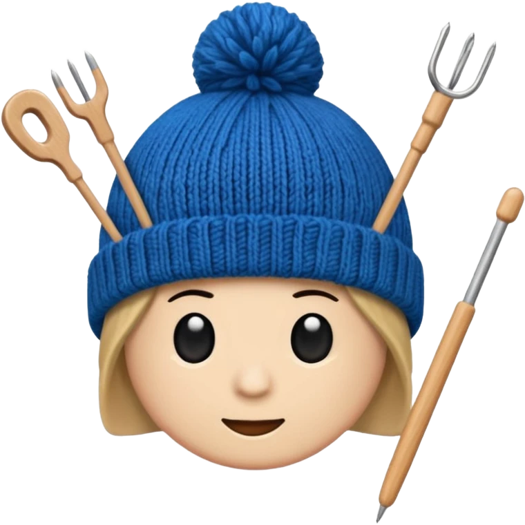 beanie hat with knitting needles emoji