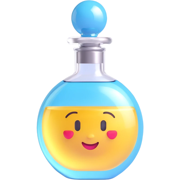 perfume bottle, 3D emoji style, shiny and rounded, realistic glass effect emoji