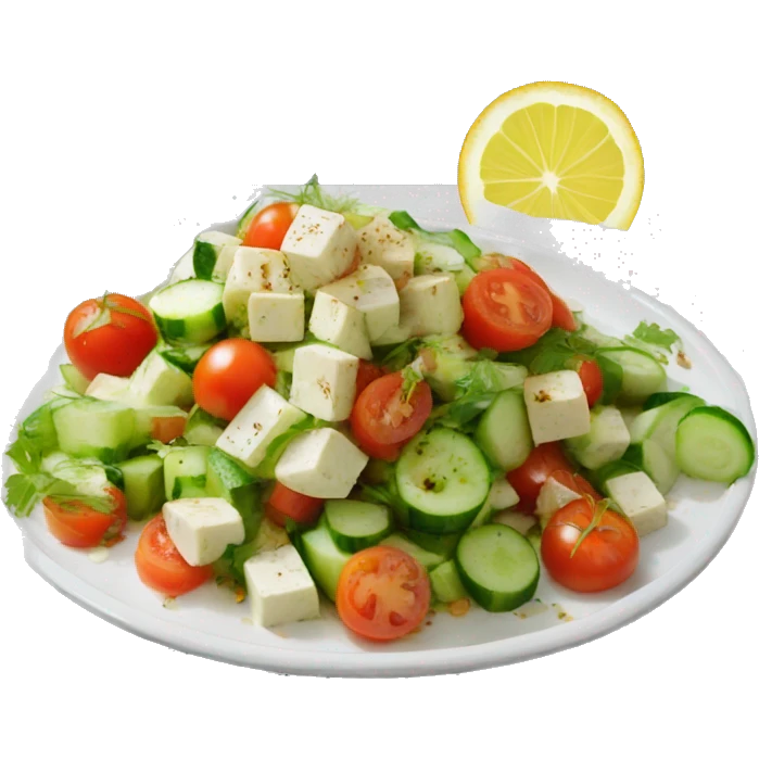 tomato cucumber tofu salad emoji