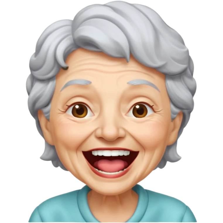 cute granny laugh her mouth wide open emoji