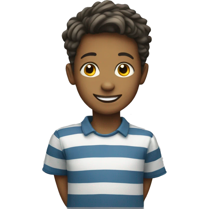 smiling boy in striped shirt emoji