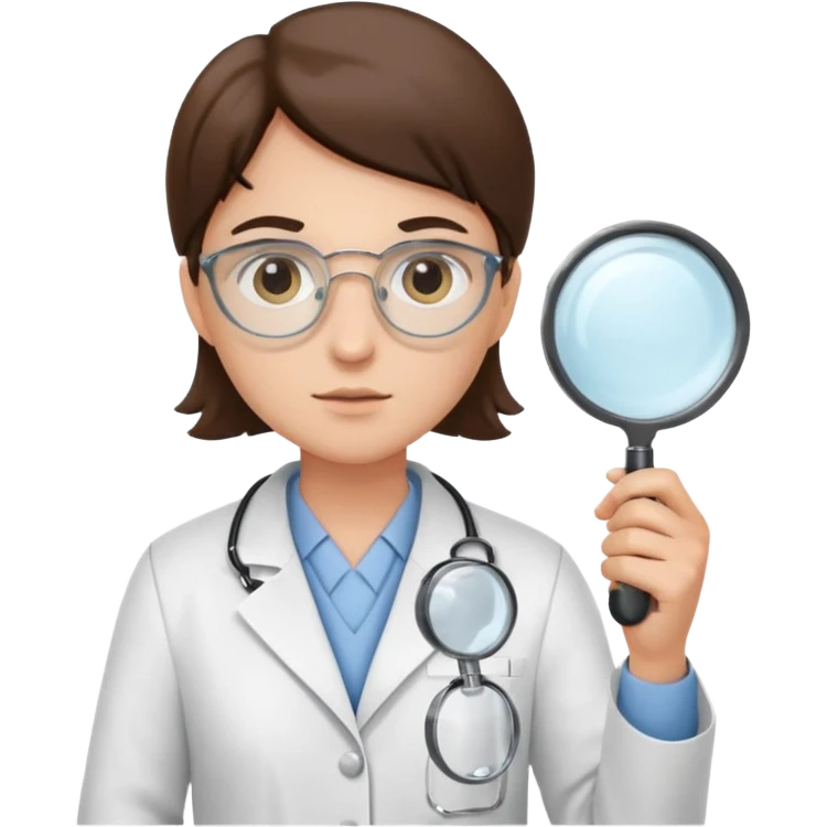 medica de jaleco com uma lupa emoji