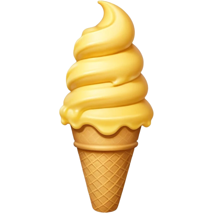WhatsApp style emoji of a yellow scoop ice cream cone with a crunchy cone, simple and cheerful look emoji