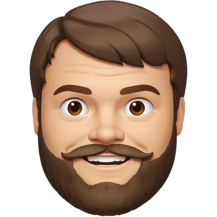 realistic emoji of Jack Black, smiling, beard, lifelike details emoji