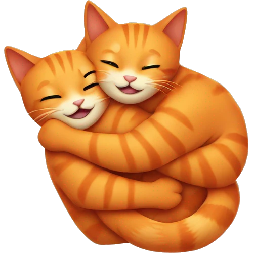 Two orange cats hug  emoji