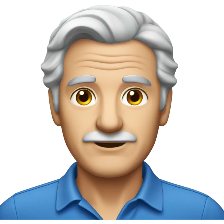 old italian man, grey hair, no facial hair. wearing a blue smart polo shirt emoji