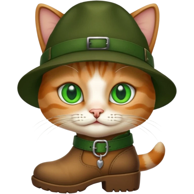 Un chat avec des botte et un chapeau  emoji