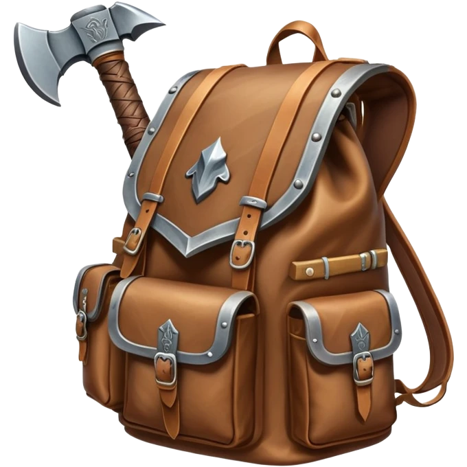 fantasy rpg backpack with axe emoji
