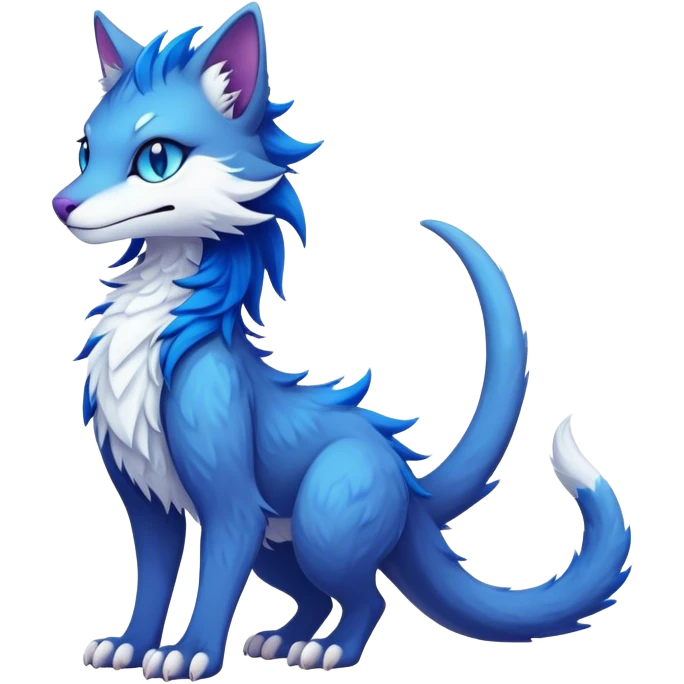 Kawaii dark vibrant edgy fantasy ethereal feline-vernid-sergal-fursona animal creature with a tufted tail full body emoji