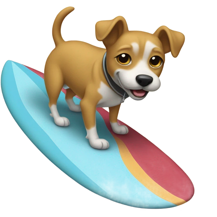 Dog wearing a hoodie riding a surfboard on a wave emoji