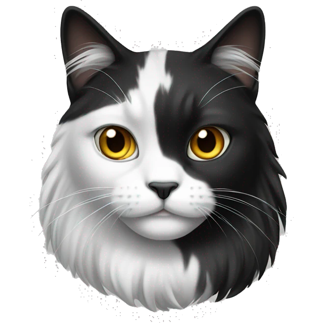 half black and half white long hair cat emoji