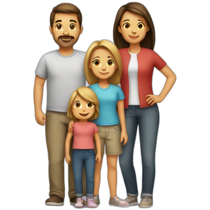 Family with 4, father, mother, teenager boy, small girl emoji
