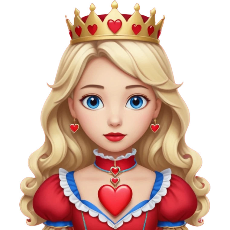 Freya Skye lose my head junior Eurovision 2022 red queen of hearts style blonde half up half down hair, blue eyes emoji