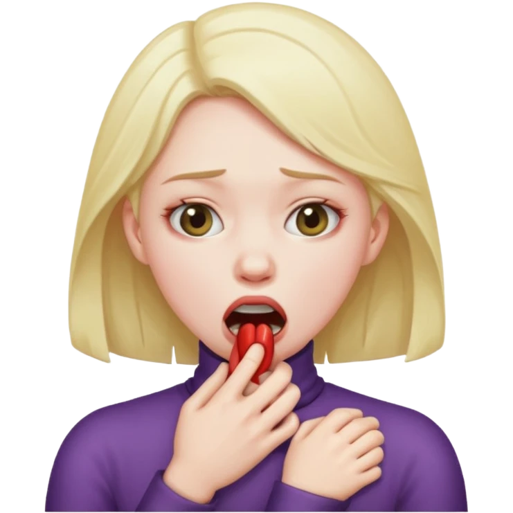 A girl choking herself emoji