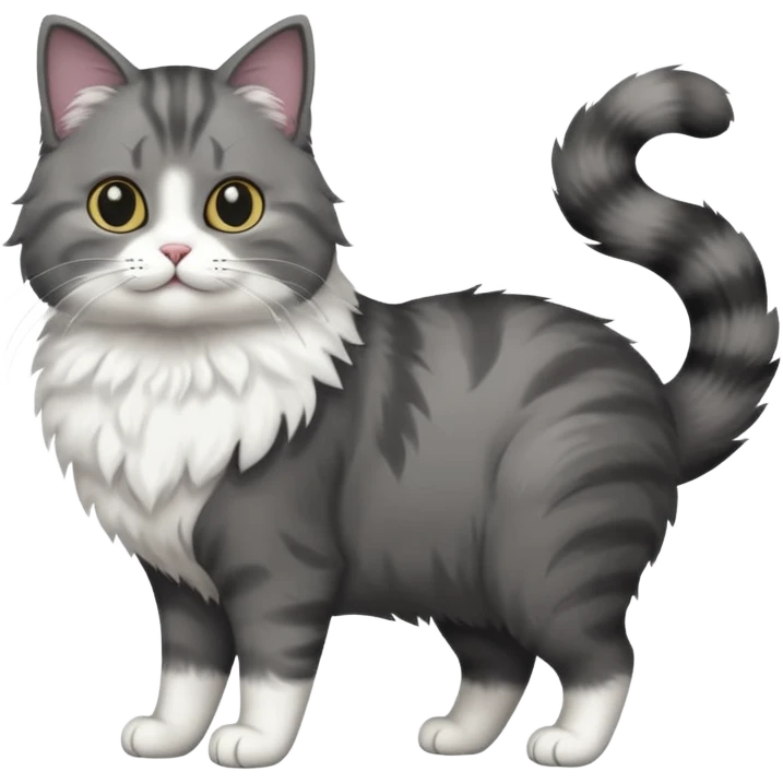 full body half dark grey and half white cat with white front legs emoji