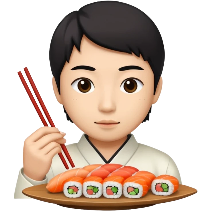Asian eating sushi emoji