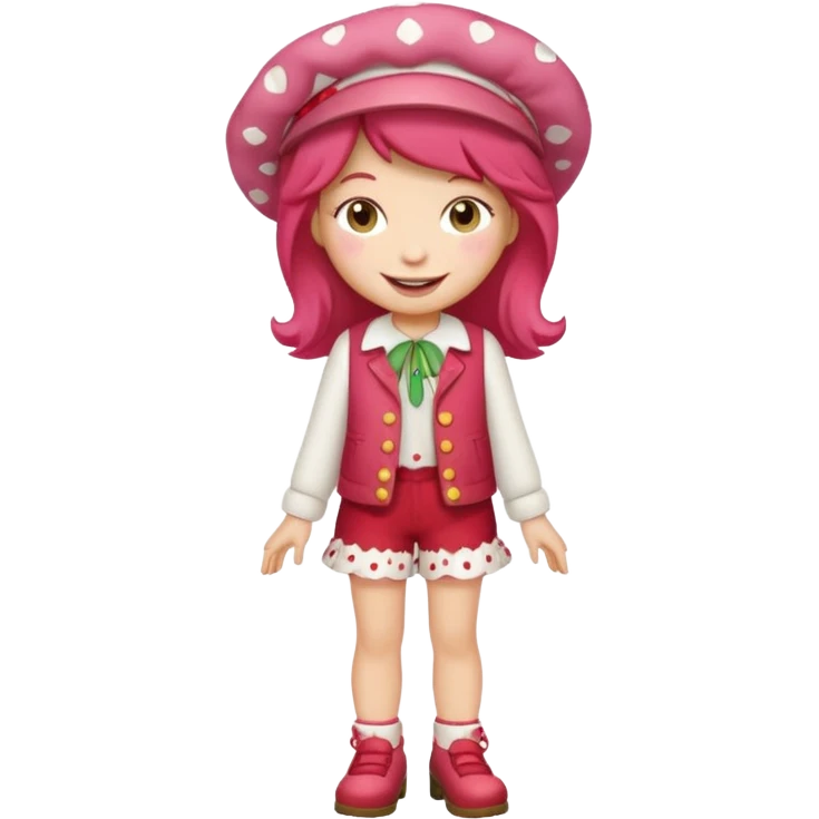 pretty and cute realistic modern day cartoon character strawberry shortcake full body emoji