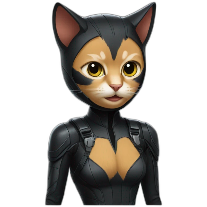 cat in black widow suit emoji