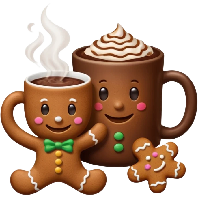 Book & cocoa with gingerbread emoji
