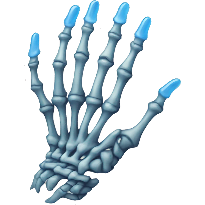 skeleton hand with long blue nails emoji