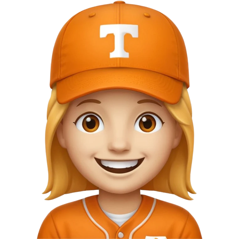 Happy face emoji with orange baseball cap and University of Tennessee logo  emoji