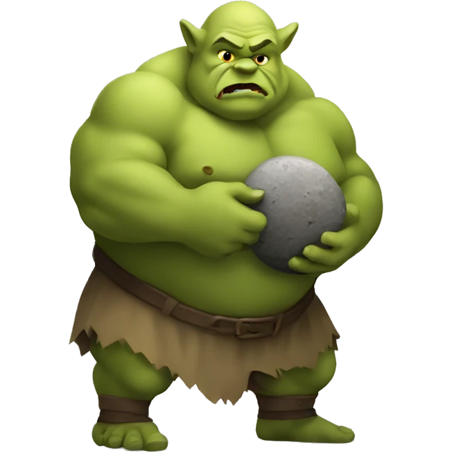 ogre holding round big stone emoji