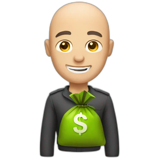 a bald man with a moneybag emoji