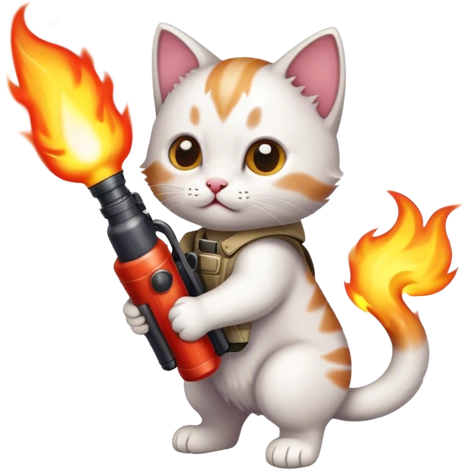 Kitten with a flamethrower emoji