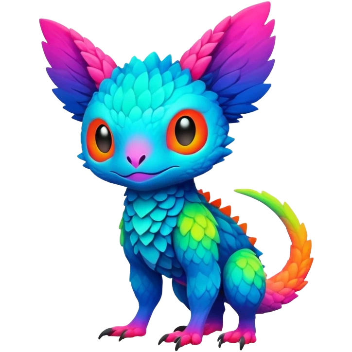 lush vibrant-colored colorful neon-colored Fakémon-Trico-creature (full body) emoji
