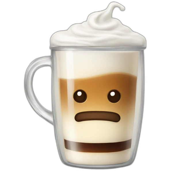 coffee with half steamed milk in glass mug emoji