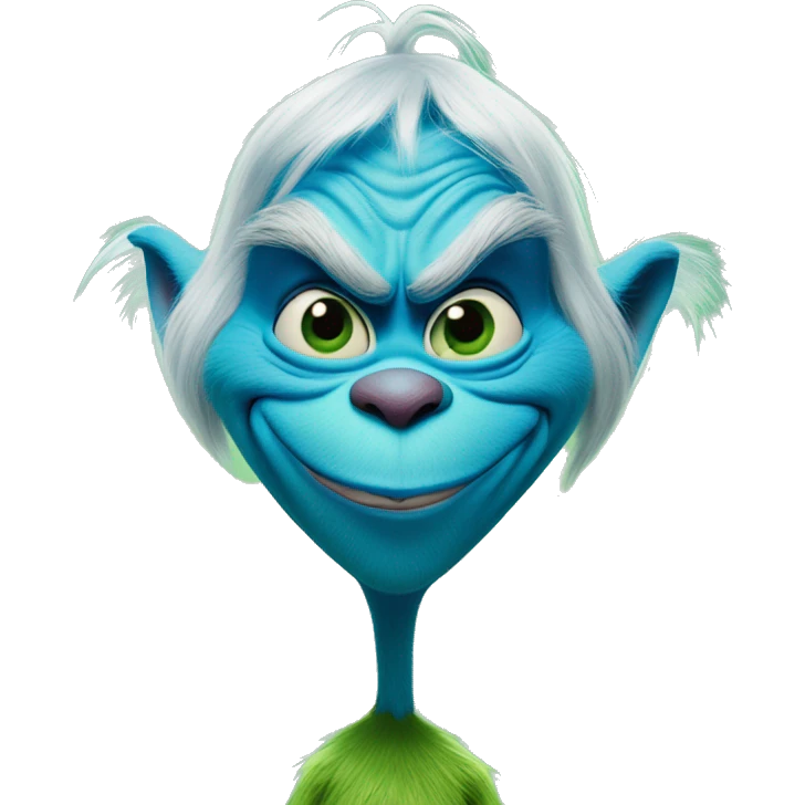 The Grinch smirking and he’s blue emoji