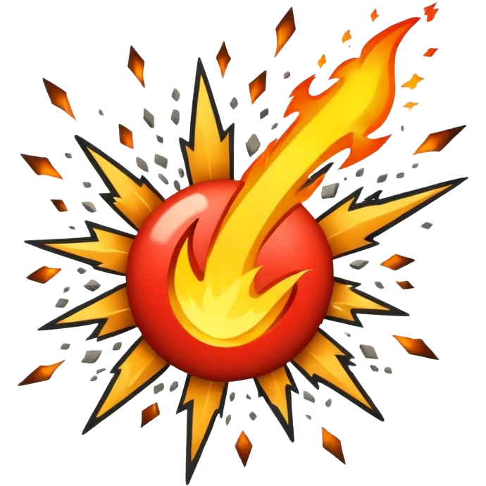 exploding checkmark with sparks and debris emoji