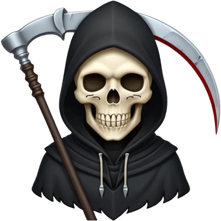 zoomed black hood skull scythe emoji