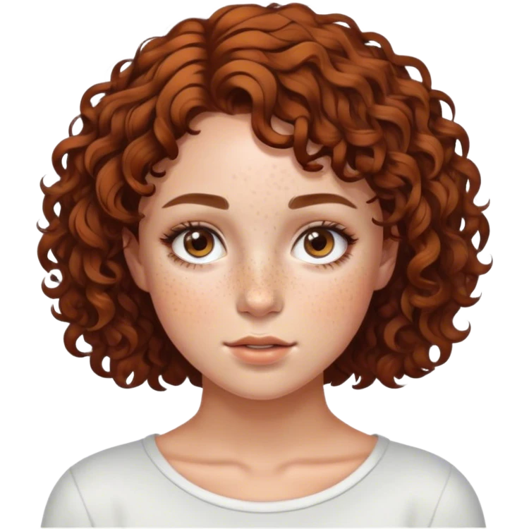 realistic portrait of a girl with short brown curly hair emoji