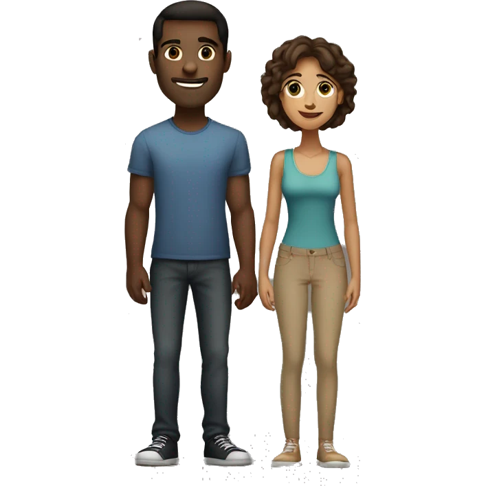 A couple the guy is tall and dark and the girl is shorter and brown  emoji