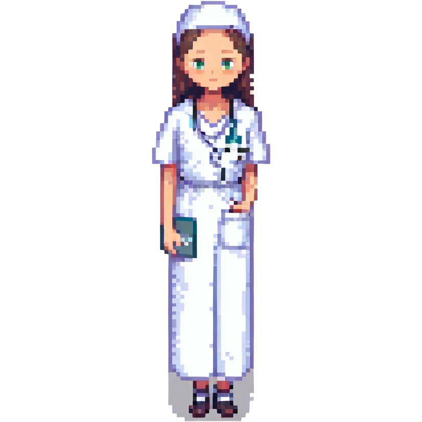 A beautiful, thin girl in a medical gown emoji