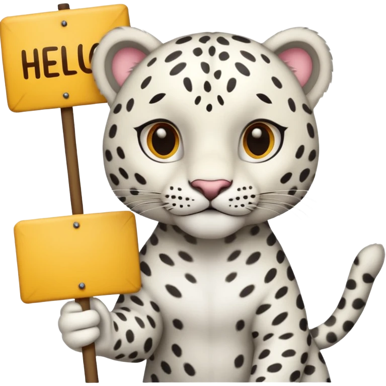 White leopard with sign hello emoji