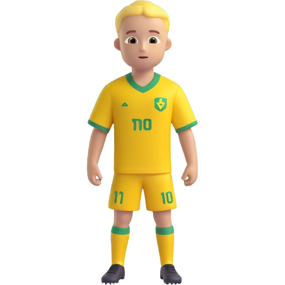 Brazil national team soccer shirt, bright yellow, green details, short sleeves, no text, plain background emoji