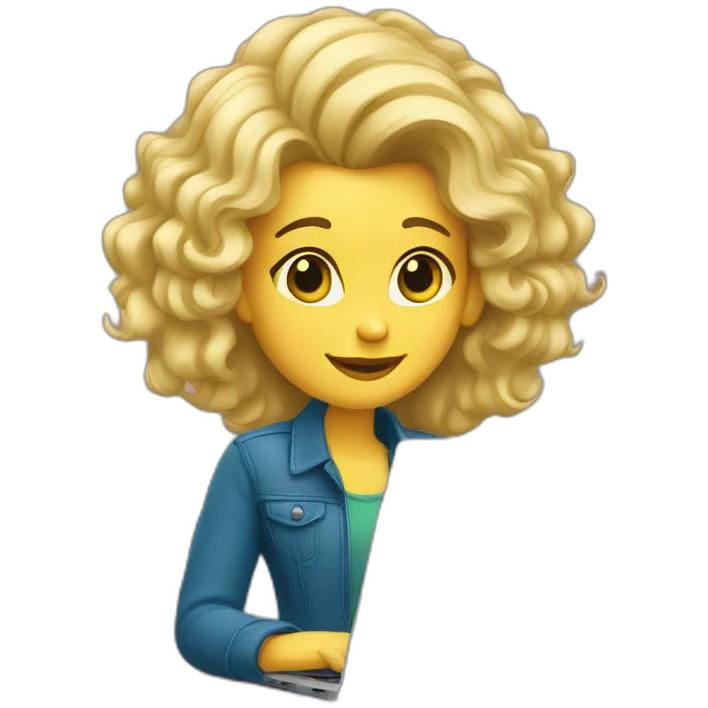 blonde-big-hair-girl-with-laptop emoji