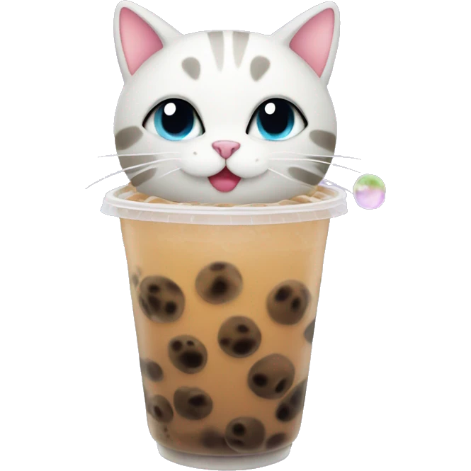 cat with bubble tea emoji
