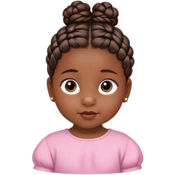 baby girl with dark brown skin with braided bun emoji