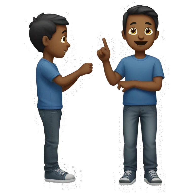 boy saying “boi” with his hand pointed emoji