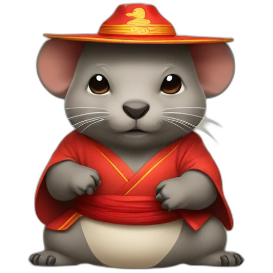 kung fu wombat with chinese hat emoji